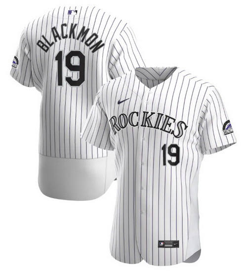 Men Colorado Rockies 19 Charlie Blackmon White Flex Base Stitched jersey