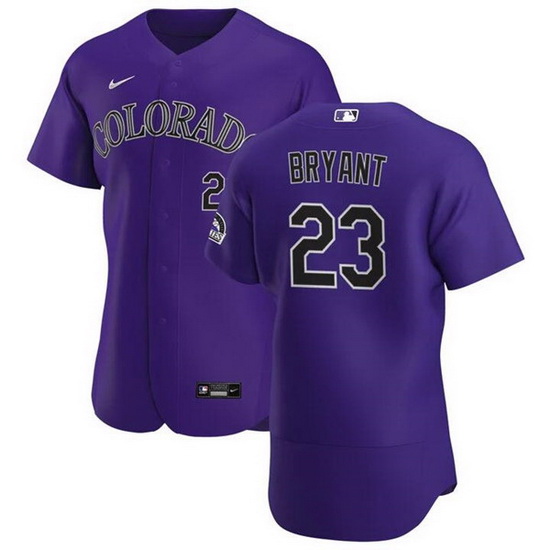 Men Colorado Rockies 23 Kris Bryant Purple Flex Base Stitched je