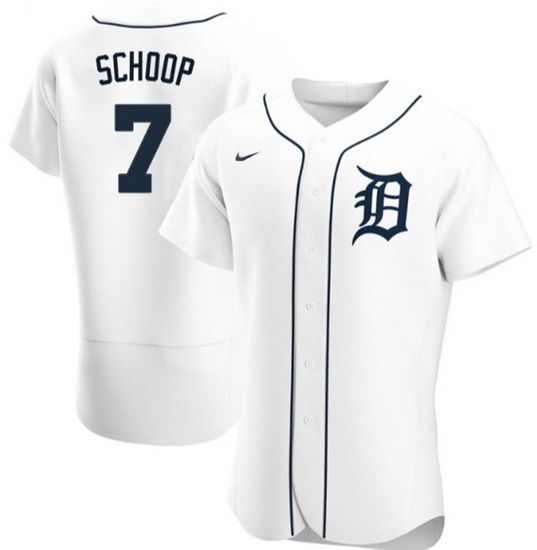 Men Detroit Tigers 7 Jonathan Schoop White Flex Base Stitched jersey