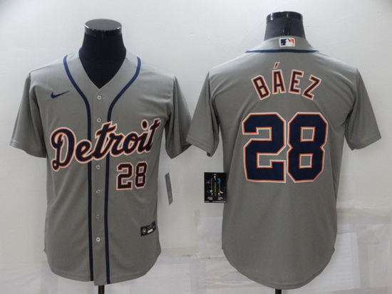 Men Detroit Tigers 28 Javier B E1ez Grey Cool Base Stitched jersey