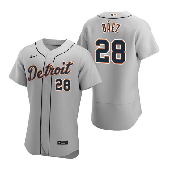 Men Detroit Tigers 28 Javier B E1ez Grey Flex Base Stitched jersey