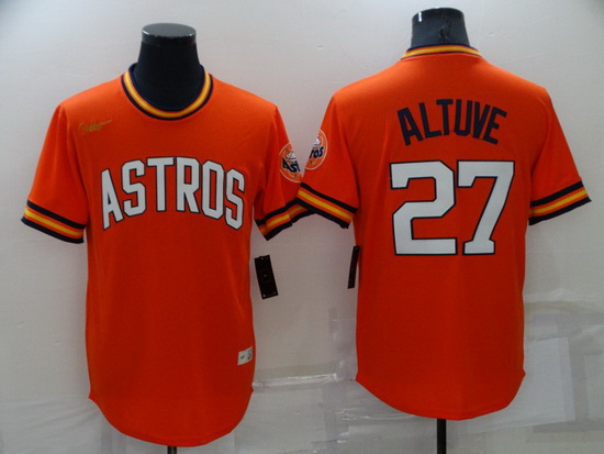 Men Houston Astros 27 Jose Altuve Orange Cool Base Stitched jersey