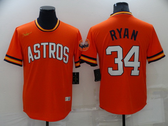 Men Houston Astros 34 Nolan Ryan Orange Cool Base Stitched jersey