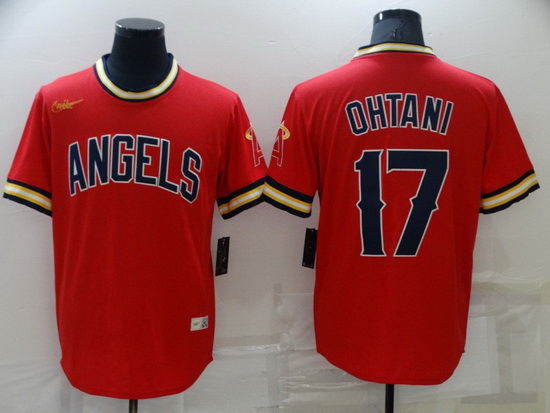 Men Los Angeles Angels 17 Shohei Ohtani Red Cool Base Stitched jersey