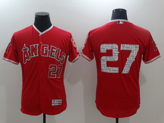 Men Los Angeles Angels 27 Mike Trout Red Flex Base Stitched Baseball jersey