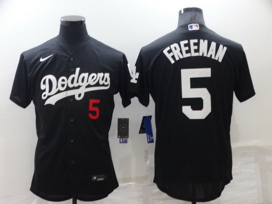 Men Los Angeles Dodgers 5 Freddie Freeman Black Flex Base Stitched jersey