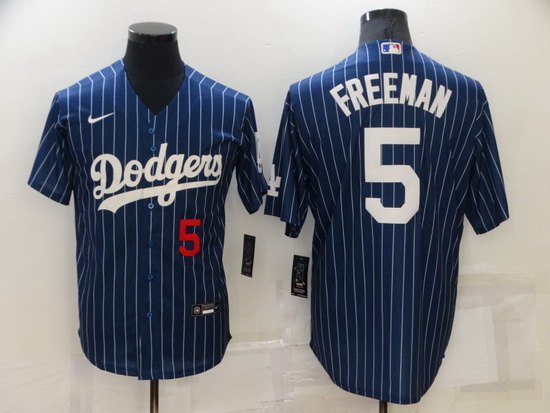 Men Los Angeles Dodgers 5 Freddie Freeman Navy Cool Base Stitched jersey