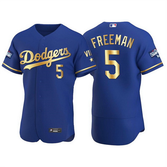 Men Los Angeles Dodgers 5 Freddie Freeman Royal Golden Flex Base