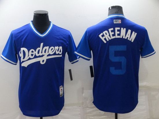 Men Los Angeles Dodgers 5 Freddie Freeman Royal Stitched  MLB Jersey