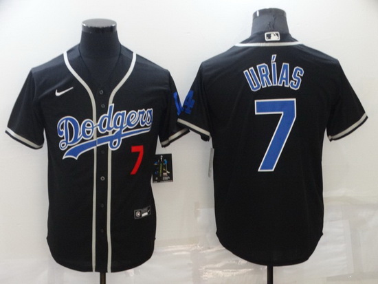 Men Los Angeles Dodgers 7 Julio Urias Black Cool Base Stitched Baseball jersey