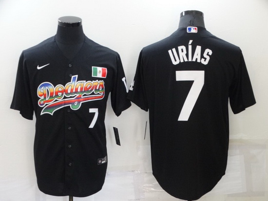 Men Los Angeles Dodgers 7 Julio Urias Black Stitched Baseball jersey