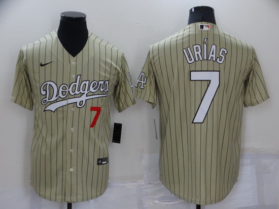 Men Los Angeles Dodgers 7 Julio Urias Cream Cool Base Stitched jersey