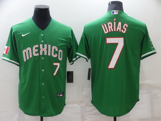 Men Los Angeles Dodgers 7 Julio Urias Green Mexico Stitched Baseball jersey