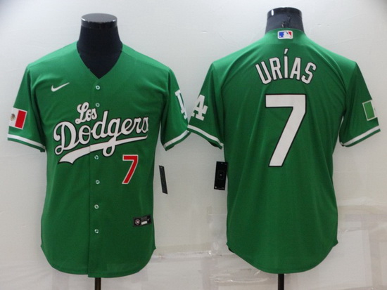 Men Los Angeles Dodgers 7 Julio Urias Green Stitched Baseball jersey