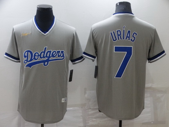 Men Los Angeles Dodgers 7 Julio Urias Grey Stitched Baseball jersey