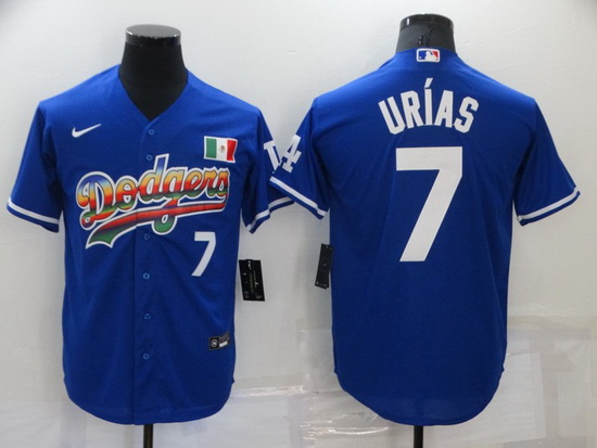 Men Los Angeles Dodgers 7 Julio Urias Royal Stitched Baseball jersey