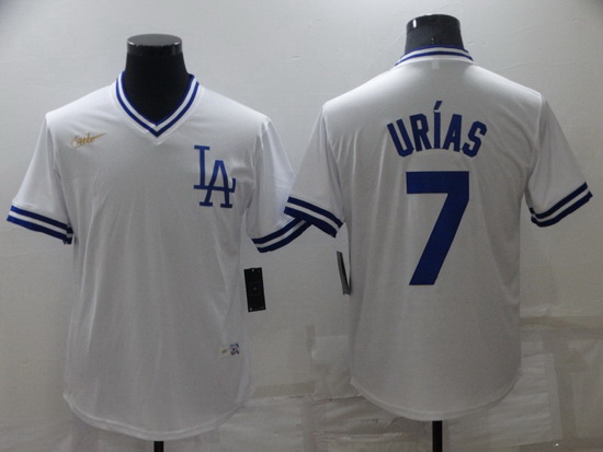 Men Los Angeles Dodgers 7 Julio Urias White Stitched Baseball jersey