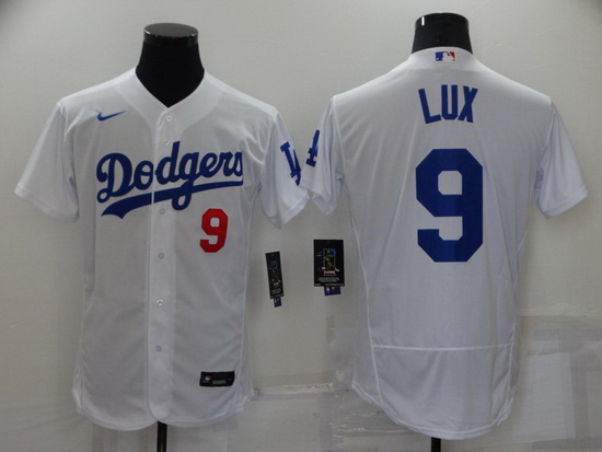 Men Los Angeles Dodgers 9 Gavin Lux White Flex Base Stitched jersey