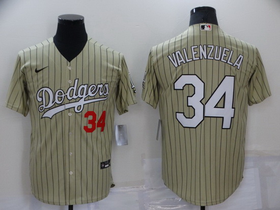 Men Los Angeles Dodgers 34 Toro Valenzuela Cream Cool Base Stitched jersey