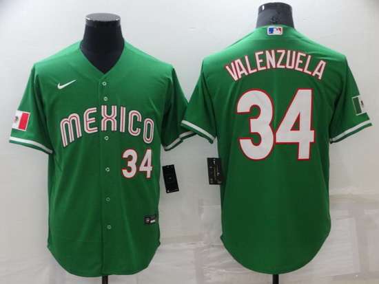 Men Los Angeles Dodgers 34 Toro Valenzuela Green Mexico Stitched Baseball jersey