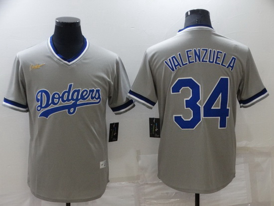 Men Los Angeles Dodgers 34 Toro Valenzuela Grey Stitched Baseball jersey