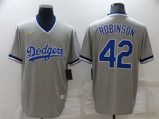 Men Los Angeles Dodgers 42 Jackie Robinson Grey Stitched Baseball jersey