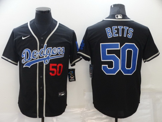 Men Los Angeles Dodgers 50 Mookie Betts Black Cool Base Stitched Baseball jersey