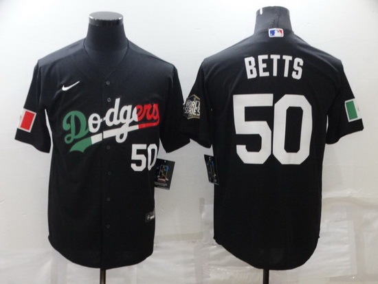 Men Los Angeles Dodgers 50 Mookie Betts Black Cool Base Stitched MLB Jersey