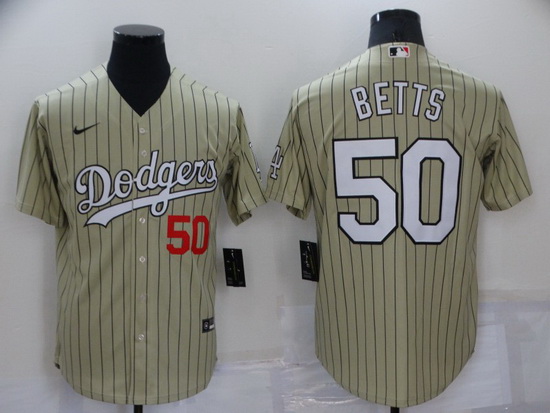 Men Los Angeles Dodgers 50 Mookie Betts Cream Cool Base Stitched jersey