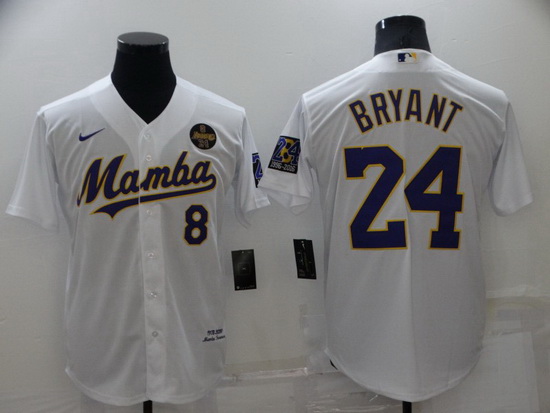 Men Los Angeles Dodgers Front 8 Back 24 Kobe Bryant  Mamba White Cool Base Stitched jersey