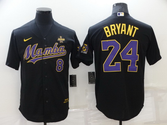 Men Los Angeles Dodgers Front 8 Back 24 Kobe Bryant Black  Mamba Throwback With KB Patch Cool Base S