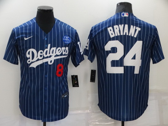 Men Los Angeles Dodgers Front 8 Back 24 Kobe Bryant Navy With KB Patch Cool Base Stitched jersey