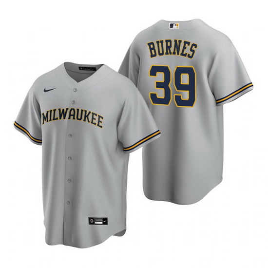 Men Milwaukee Brewers 39 Corbin Burnes Grey Cool Base Stitched jersey