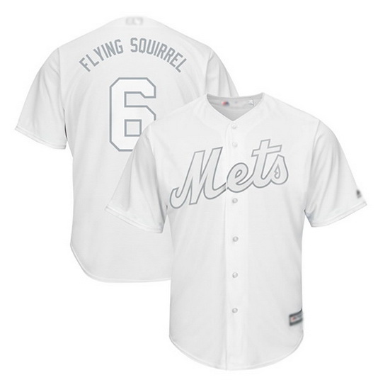 Men New York Mets 6 Jeff McNeil Flying Squirrel White Cool Base Stitched Baseball jersey