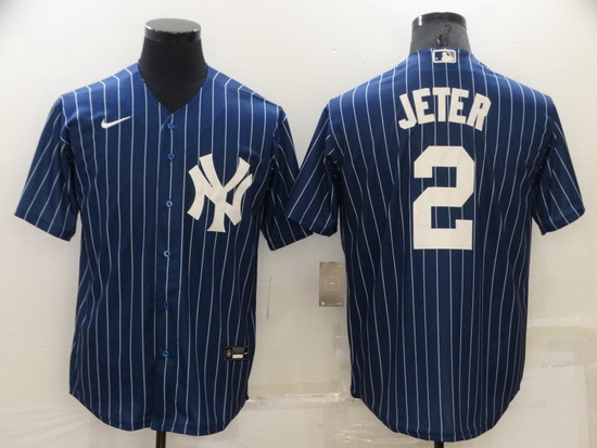 Men New York Yankees 2 Derek Jeter Navy Cool Base MLB Jersey