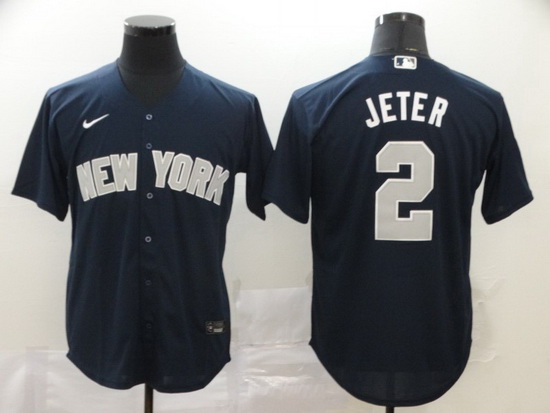 Men New York Yankees 2 Derek Jeter Navy Cool Base Stitched jersey