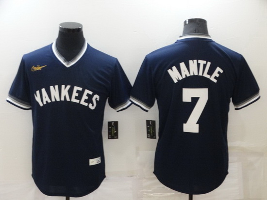 Men New York Yankees 7 Mickey Mantle Navy Stitched Baseball jersey