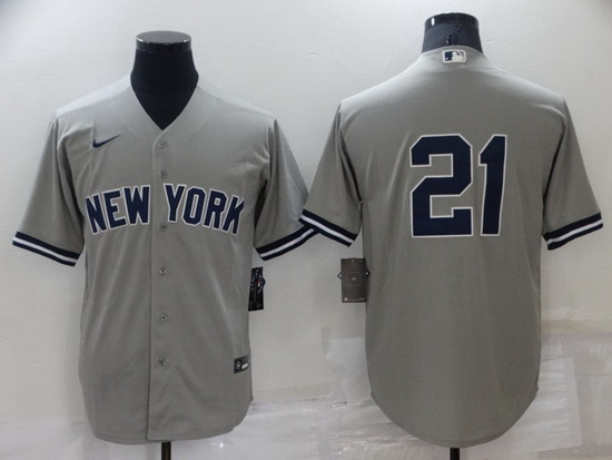 Men New York Yankees 21 Paul O 27Neill Grey Stitched Baseball jersey