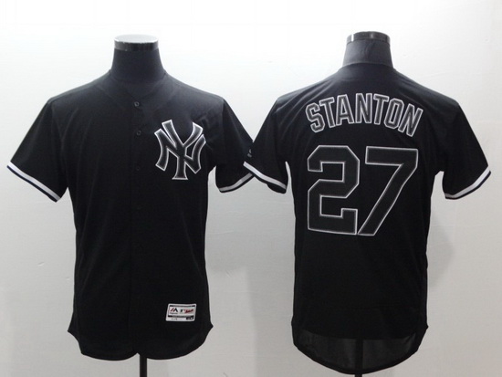 Men New York Yankees 27 Giancarlo Stanton Black Fashion Flex Base Stitched jersey