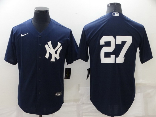 Men New York Yankees 27 Giancarlo Stanton Navy Cool Base Stitched jersey