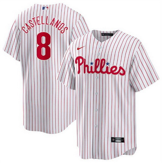 Men Philadelphia Phillies 8 Nick Castellanos White Cool Base Stitched jersey