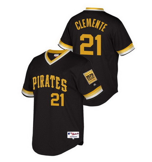 Men Pittsburgh Pirates 21 Roberto Clemente Black Cool Base Stitched jersey