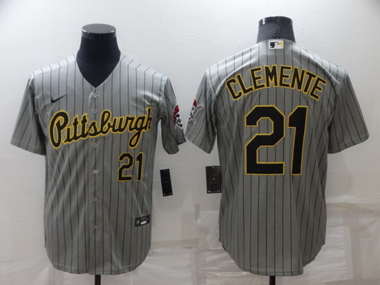 Men Pittsburgh Pirates 21 Roberto Clemente Dark Grey Cool Base Stitched jersey