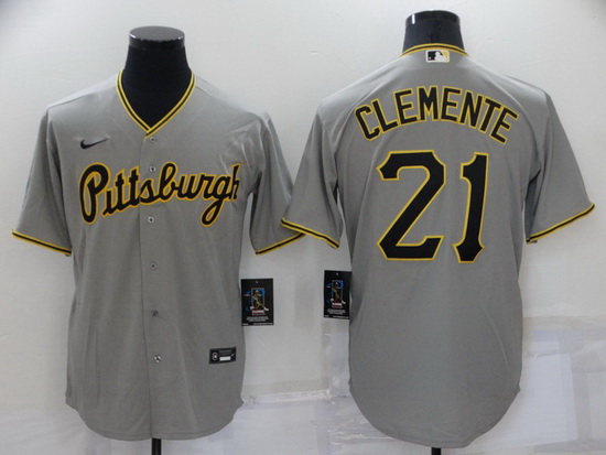 Men Pittsburgh Pirates 21 Roberto Clemente Grey Cool Base Stitched jersey