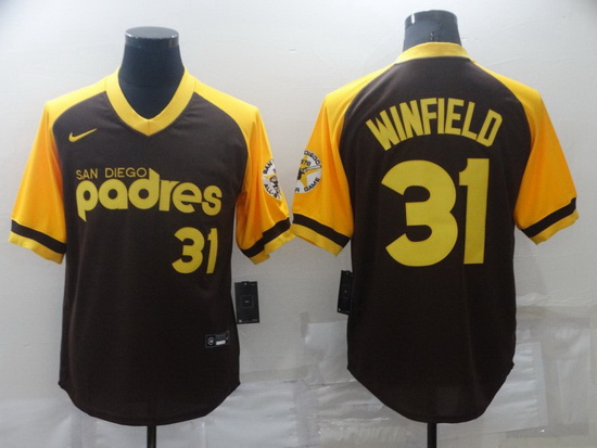 Men San Diego Padres 31 Dave Winfield Brown Stitched jersey