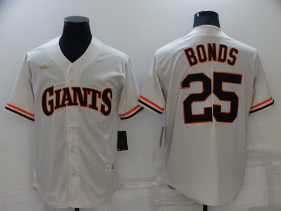 Men San Francisco Giants 25 Barry Bonds Cream Cool Base Stitched jersey