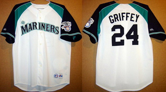 Men Seattle Mariners 24 Ken Griffey White Stitched jersey