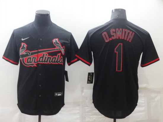 Men St  Louis Cardinals 1 Ozzie Smith Black Shadow Cool Base Stitched jersey