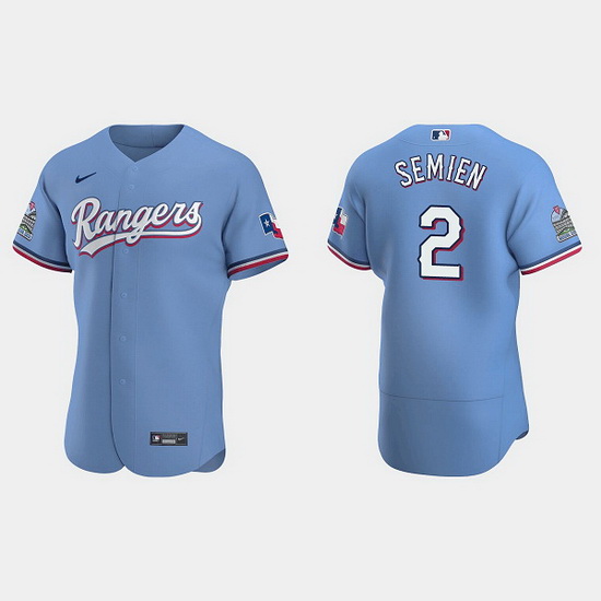 Men Texas Rangers 2 Marcus Semien Light Blue Flex Base Stitched jersey