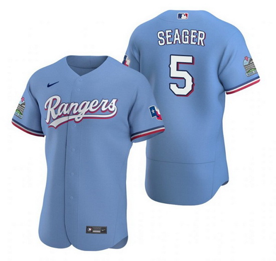 Men Texas Rangers 5 Corey Seager Light Blue Flex Base Stitched jersey